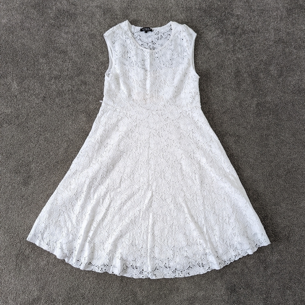Attesa Maternity Women's Lace Fit & Flare Dress Size Large White Cotton